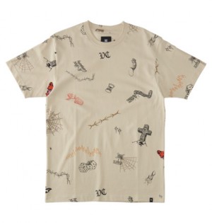 Beige Men DC Shoes Scribble T-Shirt | DC-5017369