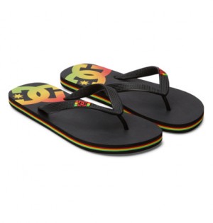 Black Men DC Shoes Spray Flip Flops | DC-2089573