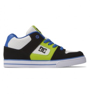 Black / Blue / Green Kids' DC Shoes Pure Mid-Top Skate Shoes | DC-9421867