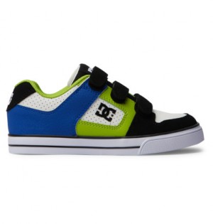 Black / Blue / Green Kids' DC Shoes Pure V Skate Shoes | DC-6908517