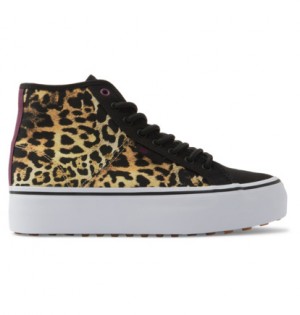 Black / Gold Women DC Shoes Manual Hi Wnt High-Top Sneakers | DC-1692385