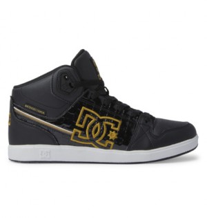 Black / Gold Women DC Shoes University High Top Sneakers | DC-7105634