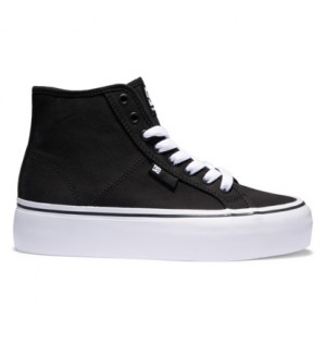 Black / White Women DC Shoes Manual Hi Platform High-Top Sneakers | DC-6790481