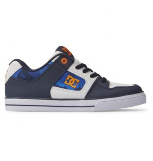 Blue / Orange Kids' DC Shoes Pure Elastic Skate Shoes | DC-3294671