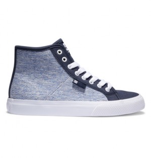 Blue / White Women DC Shoes Manual High-Top Sneakers | DC-7139826