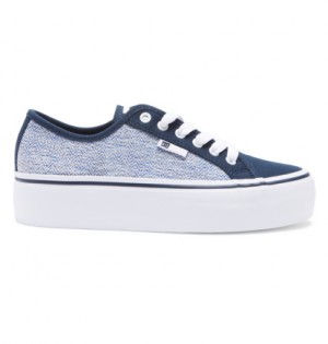 Blue / White Women DC Shoes Manual Platform Sneakers | DC-0856712