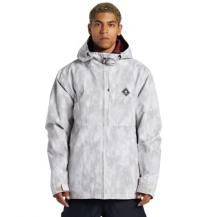 Brown Grey Men DC Shoes Basis Print Technical Snowboard Jackets | DC-0513678