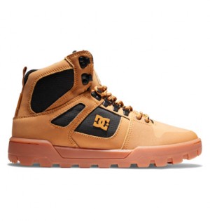 Brown / Black Men DC Shoes Pure Hi Water Resistant Winter Boots | DC-4716089