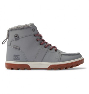 Grey Men DC Shoes Woodland Sherpa Lined Leather Winter Boots | DC-1957084