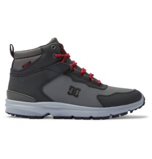 Grey / Black / Red Men DC Shoes Mutiny Leather Winter Boots | DC-5608497