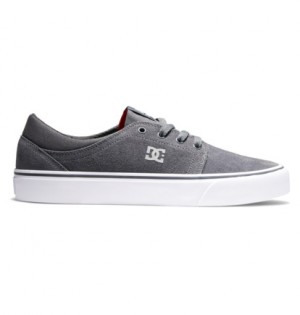 Grey / Grey / Red Men DC Shoes Trase Suede Sneakers | DC-0618593