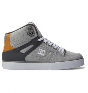 Grey / Grey / White Men DC Shoes Pure High-Top Sneakers | DC-8795012