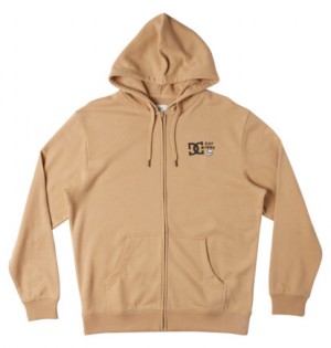 Khaki Men DC Shoes Cactus Zip-Up Hoodie | DC-4705193