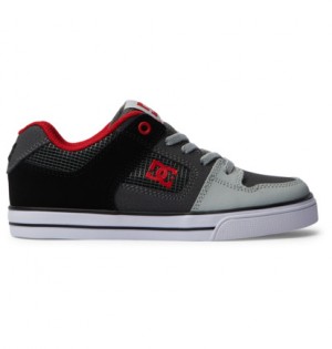 Red / Grey Kids' DC Shoes Pure Elastic Skate Shoes | DC-8395714