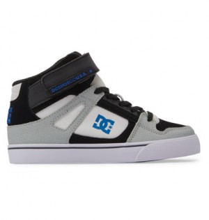 White / Grey / Blue Kids' DC Shoes Pure High-Top EV Skate Shoes | DC-3460289