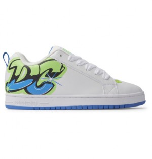 White / Light Green / Turquoise Men DC Shoes Court Graffik Sneakers | DC-9851234