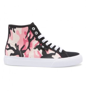 White / Pink Camo Women DC Shoes Manual High-Top Sneakers | DC-6583704