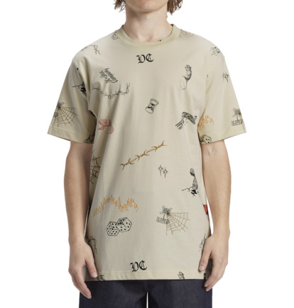 Beige Men DC Shoes Scribble T-Shirt | DC-5017369