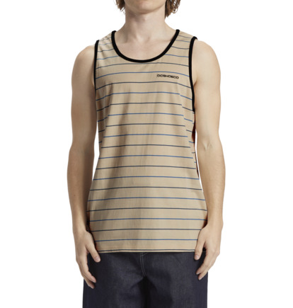 Beige / Stripes Men DC Shoes Lowstate Stripe Muscle T-Shirt | DC-2937864