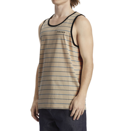 Beige / Stripes Men DC Shoes Lowstate Stripe Muscle T-Shirt | DC-2937864