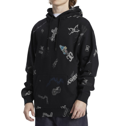 Black Men DC Shoes Scribble Pullover Hoodie | DC-6182370