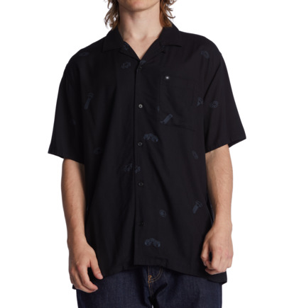 Black Men DC Shoes Tripped Vacation Short Sleeve Shirts | DC-7960318