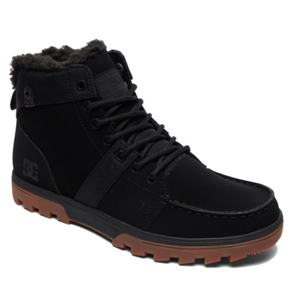 Black Men DC Shoes Woodland Sherpa Lined Leather Winter Boots | DC-3658470