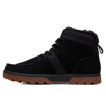 Black Men DC Shoes Woodland Sherpa Lined Leather Winter Boots | DC-3658470