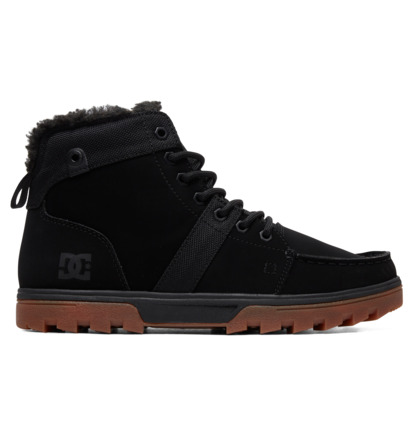 Black Men DC Shoes Woodland Sherpa Lined Leather Winter Boots | DC-3658470