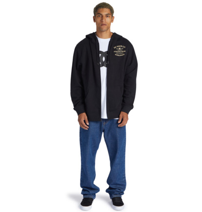 Black Men DC Shoes World Renowned Zip-Up Hoodie | DC-1572364