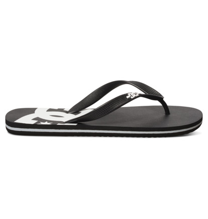 Black / Black / White Men DC Shoes Spray Flip Flops | DC-1490635