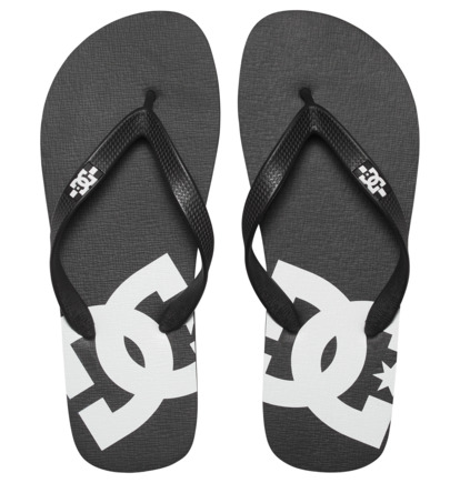 Black / Black / White Men DC Shoes Spray Flip Flops | DC-1490635