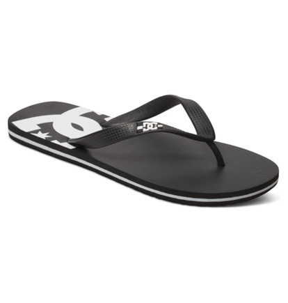 Black / Black / White Men DC Shoes Spray Flip Flops | DC-1490635