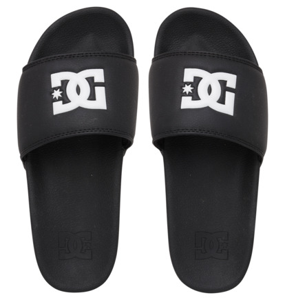 Black / Black / White Women DC Shoes DC Slide Platform Slider Flip Flops | DC-4835107