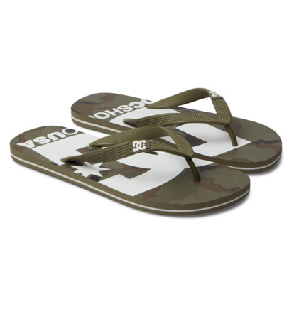 Brown Men DC Shoes Spray Graffik Flip Flops | DC-4685937