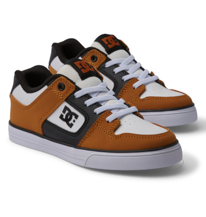 Brown / White Kids' DC Shoes Pure Elastic Skate Shoes | DC-4603791