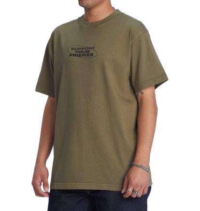 Dark Green Wash Men DC Shoes Friends T-Shirt | DC-4150269