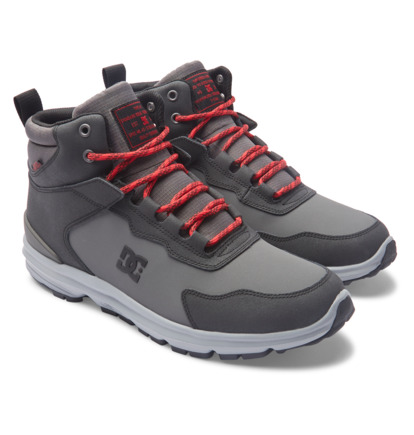 Grey / Black / Red Men DC Shoes Mutiny Leather Winter Boots | DC-5608497