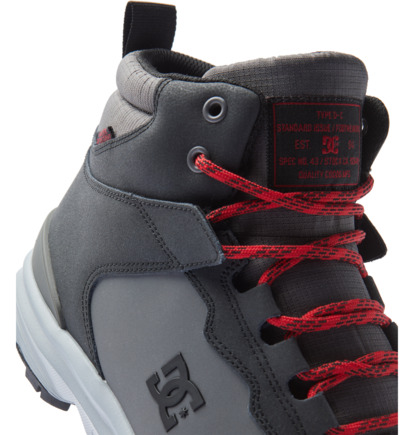 Grey / Black / Red Men DC Shoes Mutiny Leather Winter Boots | DC-5608497