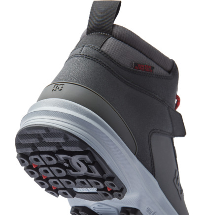 Grey / Black / Red Men DC Shoes Mutiny Leather Winter Boots | DC-5608497