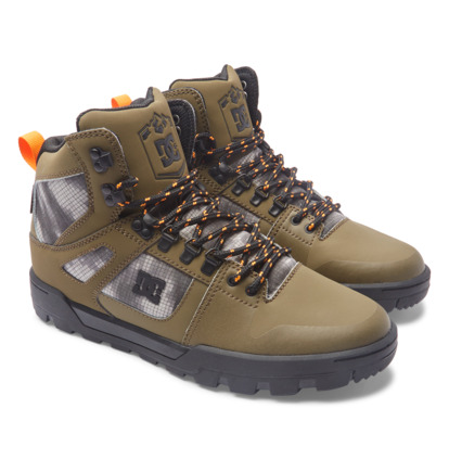 Olive / Black Men DC Shoes Pure Hi Water Resistant Winter Boots | DC-2759043