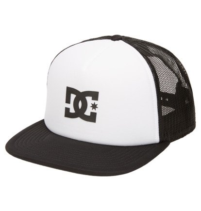 White / Black Men DC Shoes Gas Station Trucker Cap | DC-7351642