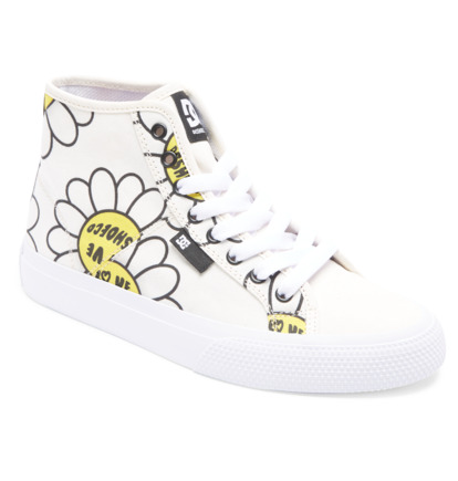 White / Black / Flower Women DC Shoes Manual High-Top Sneakers | DC-9746035