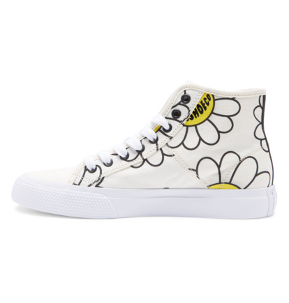 White / Black / Flower Women DC Shoes Manual High-Top Sneakers | DC-9746035