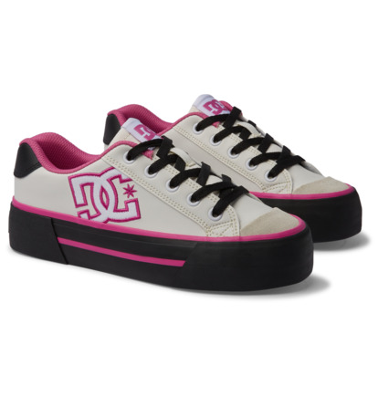 White / Black / Pink Women DC Shoes Chelsea Platform Sneakers | DC-6740582