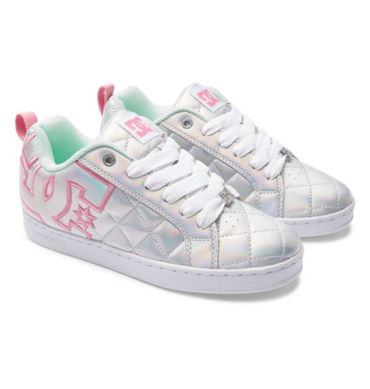 White / Metal Silver / Pink Women DC Shoes Court Graffik SE Sneakers | DC-8475139