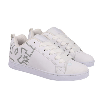 White / Silver Women DC Shoes Court Graffik Sneakers | DC-3514802