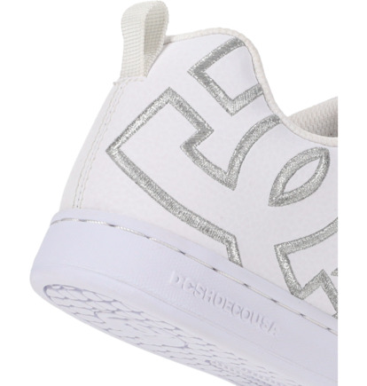 White / Silver Women DC Shoes Court Graffik Sneakers | DC-3514802