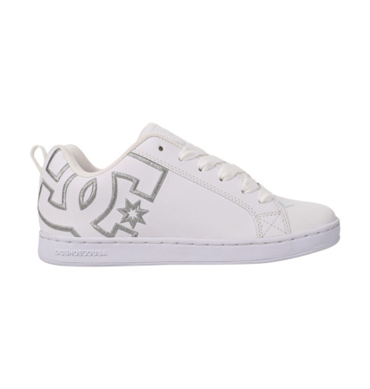 White / Silver Women DC Shoes Court Graffik Sneakers | DC-3514802